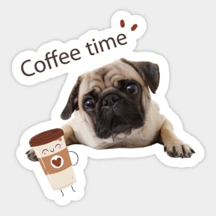 Pug loves his coffee Sticker